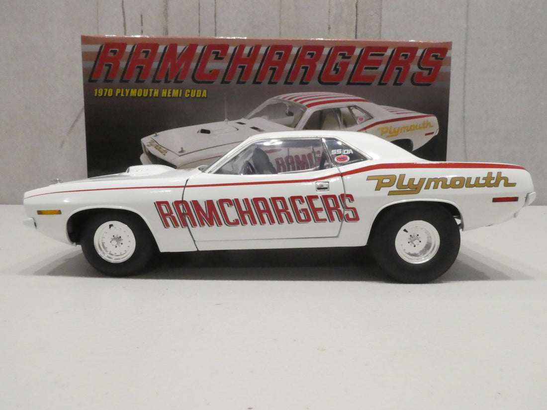 1970 PLYMOUTH CUDA SUPER STOCK - RAMCHARGERS 1:18 DIECAST - ACME