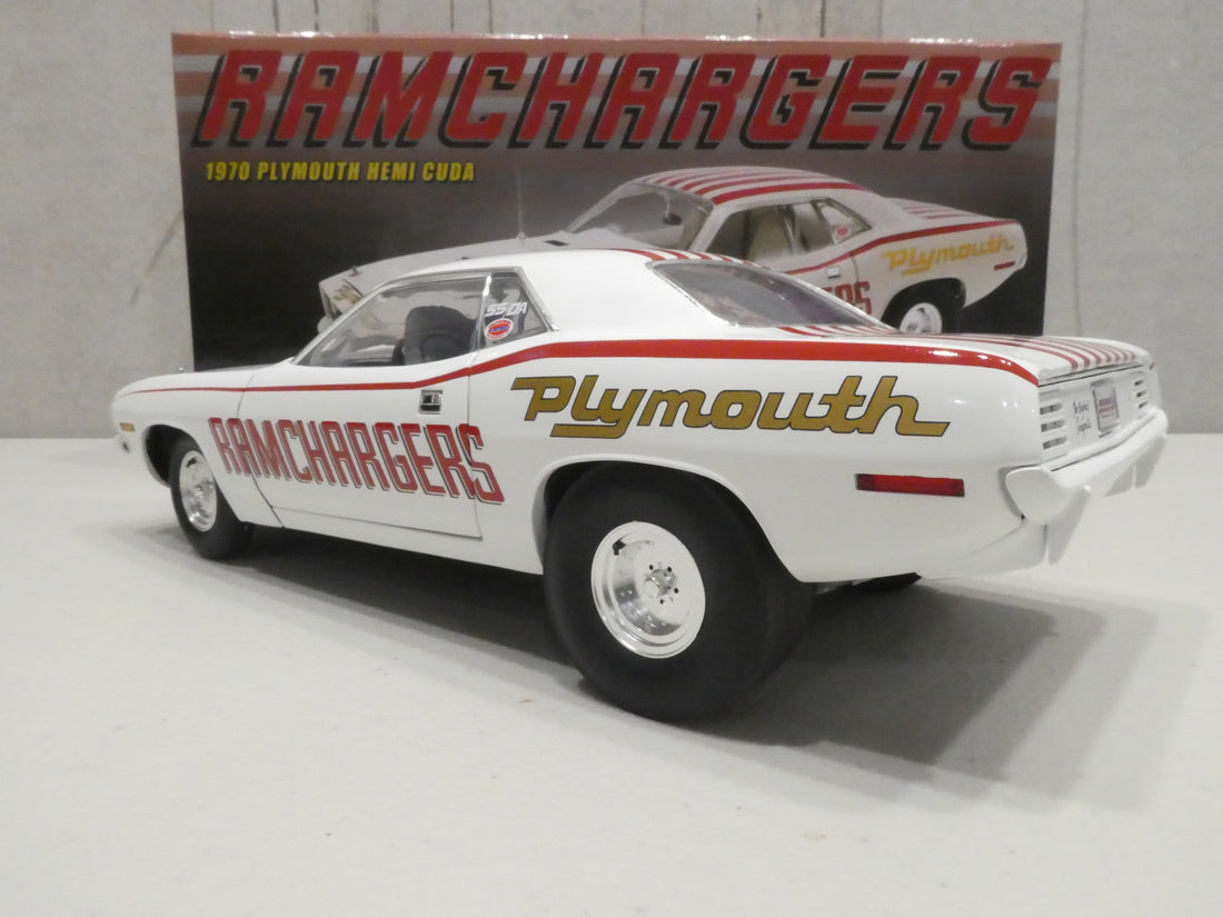 1970 PLYMOUTH CUDA SUPER STOCK - RAMCHARGERS 1:18 DIECAST - ACME