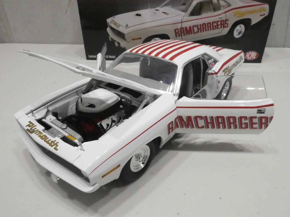 1970 PLYMOUTH CUDA SUPER STOCK - RAMCHARGERS 1:18 DIECAST - ACME