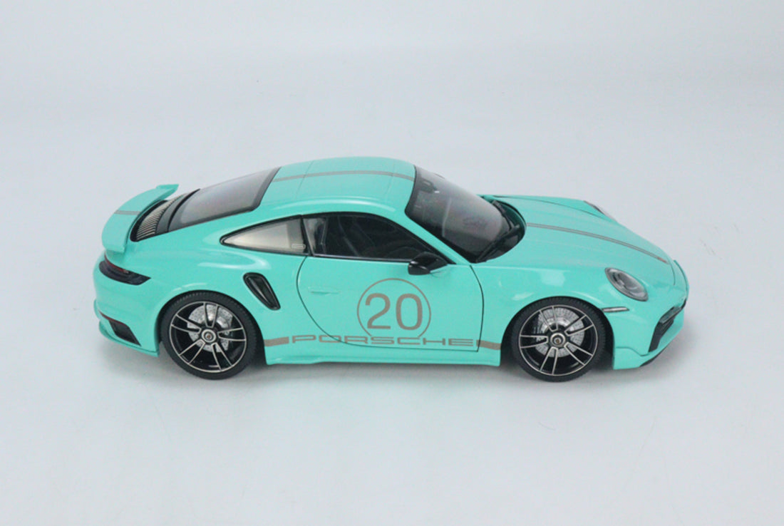 *PRE-ORDER* PORSCHE 911 - 992 - TURBO S COUPE SPORTS DESIGN - 2021 - MINT BLUE - 1:18 SCALE DIECAST MODEL - MINICHAMPS