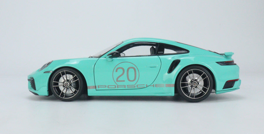 *PRE-ORDER* PORSCHE 911 - 992 - TURBO S COUPE SPORTS DESIGN - 2021 - MINT BLUE - 1:18 SCALE DIECAST MODEL - MINICHAMPS