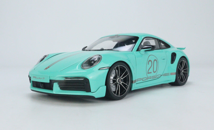 *PRE-ORDER* PORSCHE 911 - 992 - TURBO S COUPE SPORTS DESIGN - 2021 - MINT BLUE - 1:18 SCALE DIECAST MODEL - MINICHAMPS