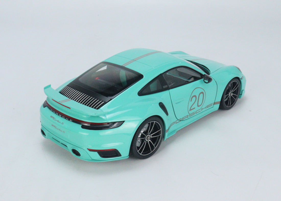 *PRE-ORDER* PORSCHE 911 - 992 - TURBO S COUPE SPORTS DESIGN - 2021 - MINT BLUE - 1:18 SCALE DIECAST MODEL - MINICHAMPS