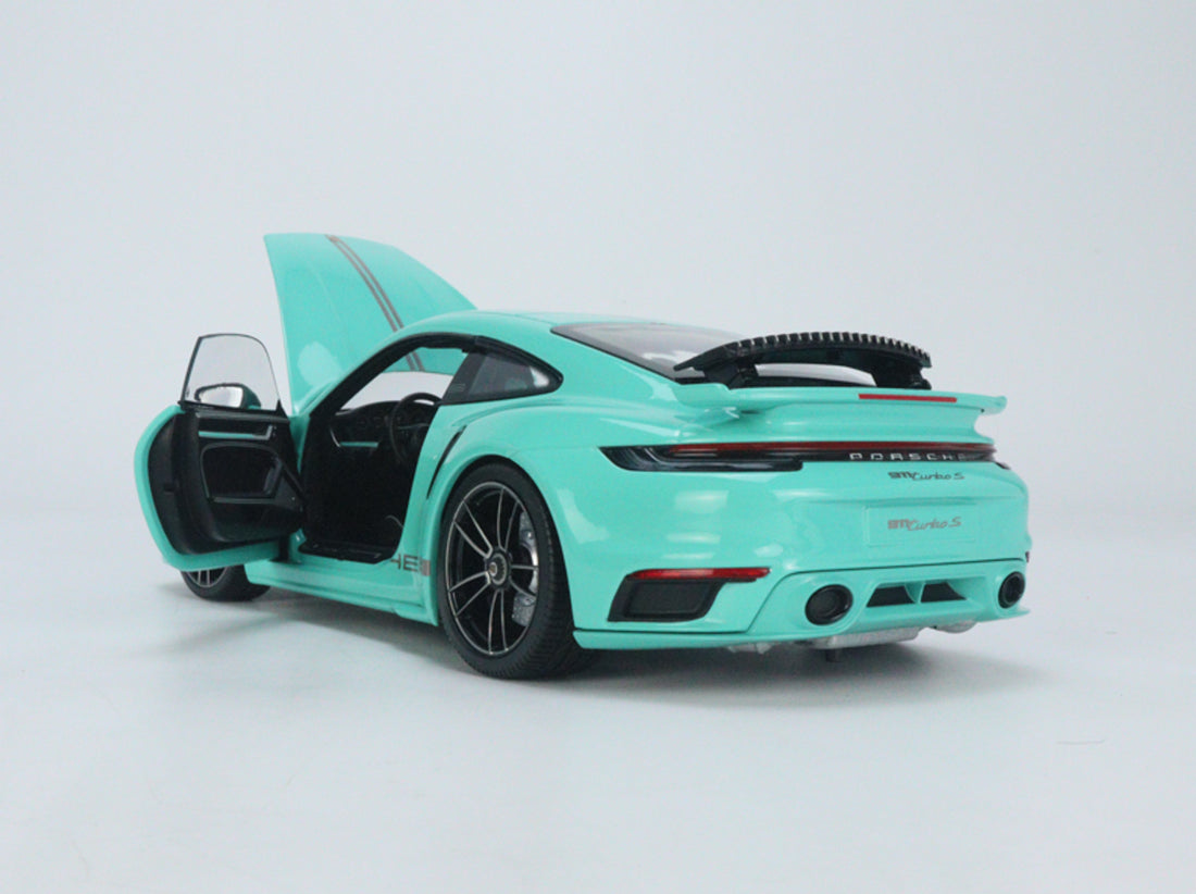 *PRE-ORDER* PORSCHE 911 - 992 - TURBO S COUPE SPORTS DESIGN - 2021 - MINT BLUE - 1:18 SCALE DIECAST MODEL - MINICHAMPS