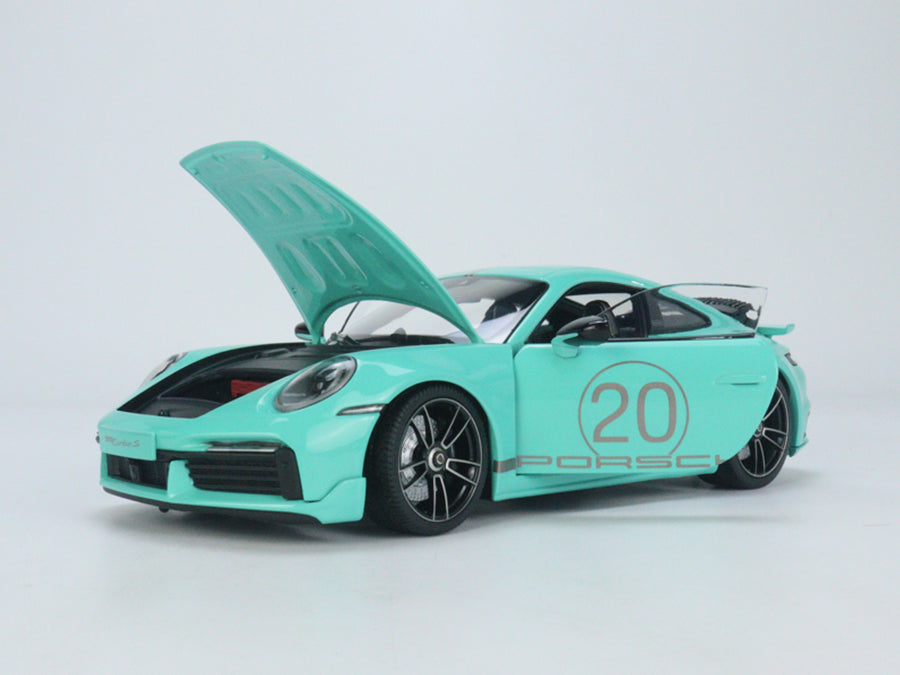 *PRE-ORDER* PORSCHE 911 - 992 - TURBO S COUPE SPORTS DESIGN - 2021 - MINT BLUE - 1:18 SCALE DIECAST MODEL - MINICHAMPS