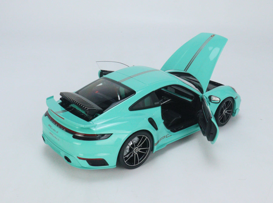 *PRE-ORDER* PORSCHE 911 - 992 - TURBO S COUPE SPORTS DESIGN - 2021 - MINT BLUE - 1:18 SCALE DIECAST MODEL - MINICHAMPS