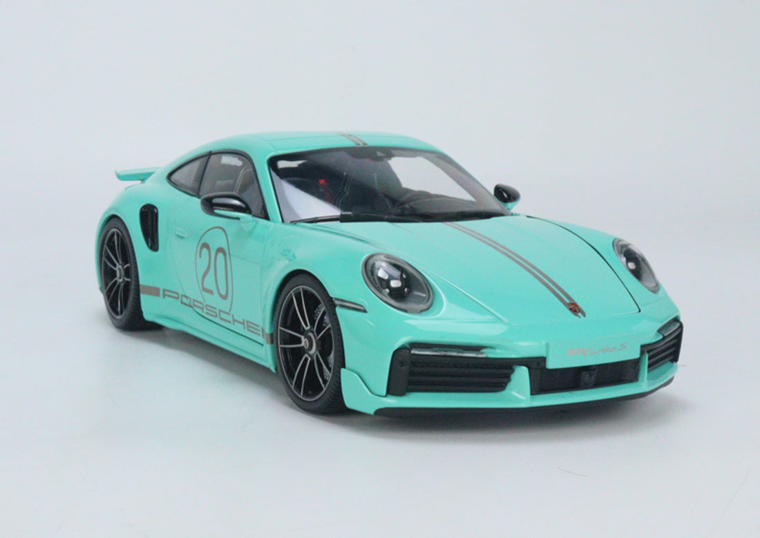 *PRE-ORDER* PORSCHE 911 - 992 - TURBO S COUPE SPORTS DESIGN - 2021 - MINT BLUE - 1:18 SCALE DIECAST MODEL - MINICHAMPS