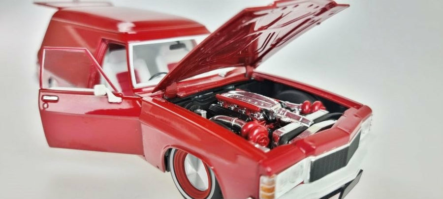 1975 HJ Holden Panelvan "Slammed" LS6 Twin Turbo - Wine Berry- 1:24 Scale Diecast - DDA Collectibles