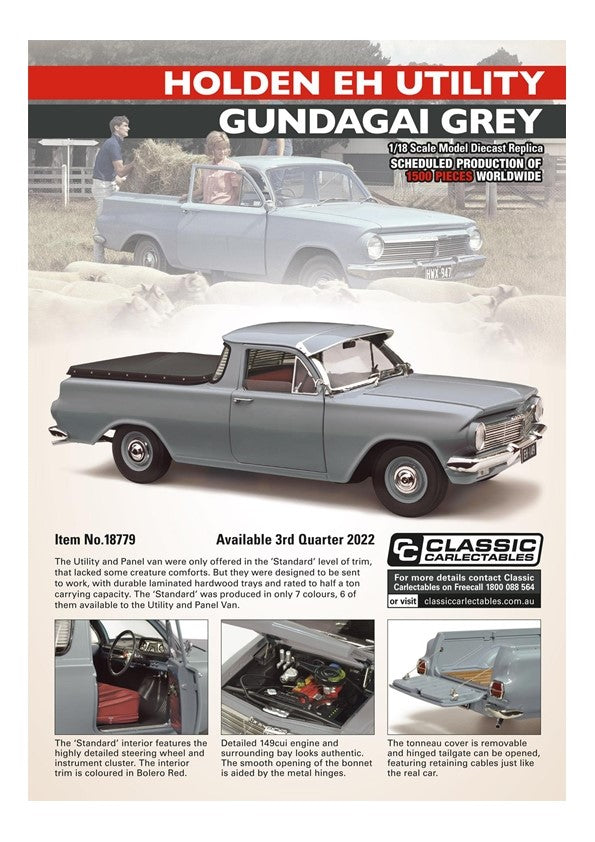 HOLDEN EH UTILITY GUNDAGAI GRAY 1:18 DIECAST - Classic Carlectables - RRP $299  NOW  $269