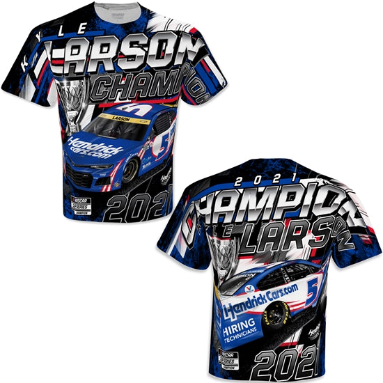 Kyle Larson 2021 Cup Series Champ Sublimated Total Print Tee